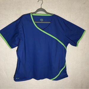 Iguana Med Scrub Top Size 3XL Blue With Green Trim Short sleeve